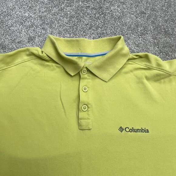 Columbia Omni Wick Polo Shirt Mens Medium Green Short Sleeve Outdoor Active Fish - Picture 3 of 9